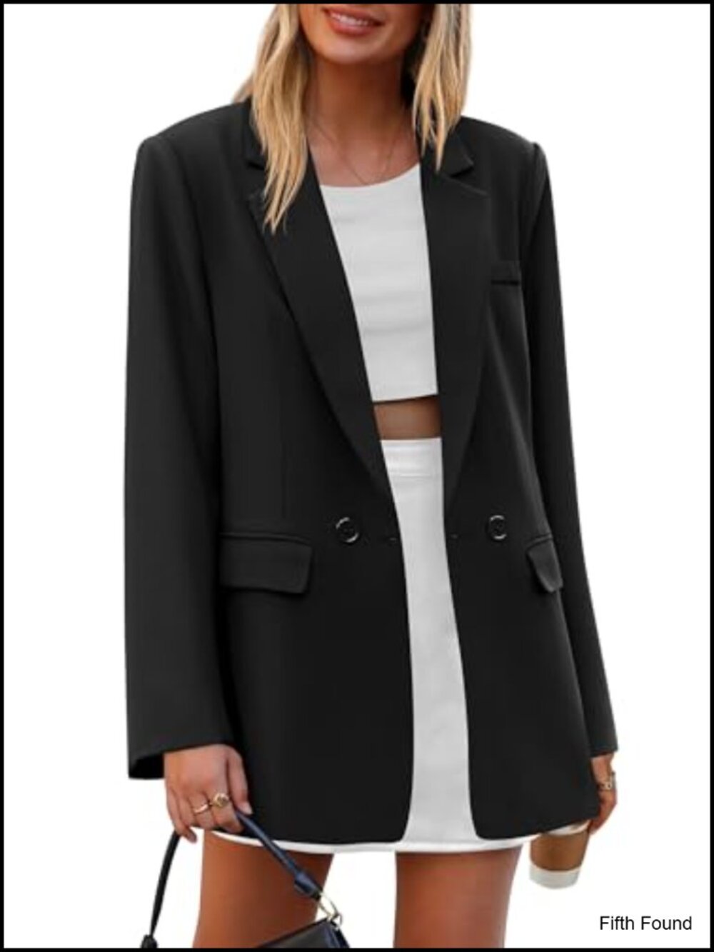 Oversized Double Breasted Blazer Business Casual Loose Fit Long Sleeve
